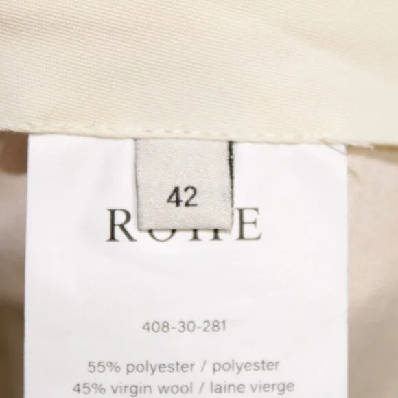 Rohe NWD Frame Wide Leg Tailored Trousers Size 42 (US 10) Cream Polyester/Wool